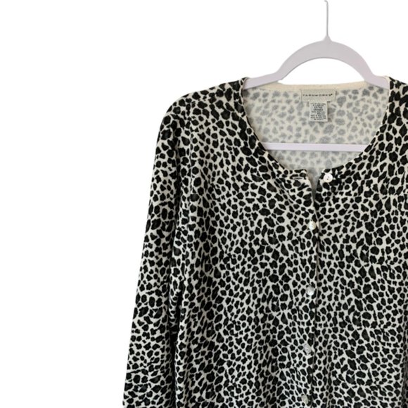 Leopard Print Long Sleeve Sweater Cardigan by Yarnworks - Picture 3 of 5